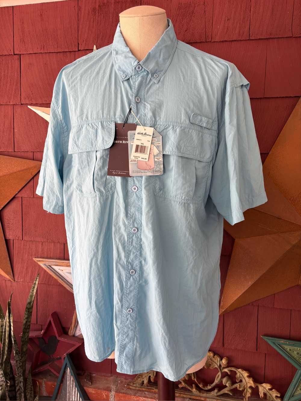 NWT North River Outfitters Angler Button Up Fishing Theme Shirt Men’s Size XXL
